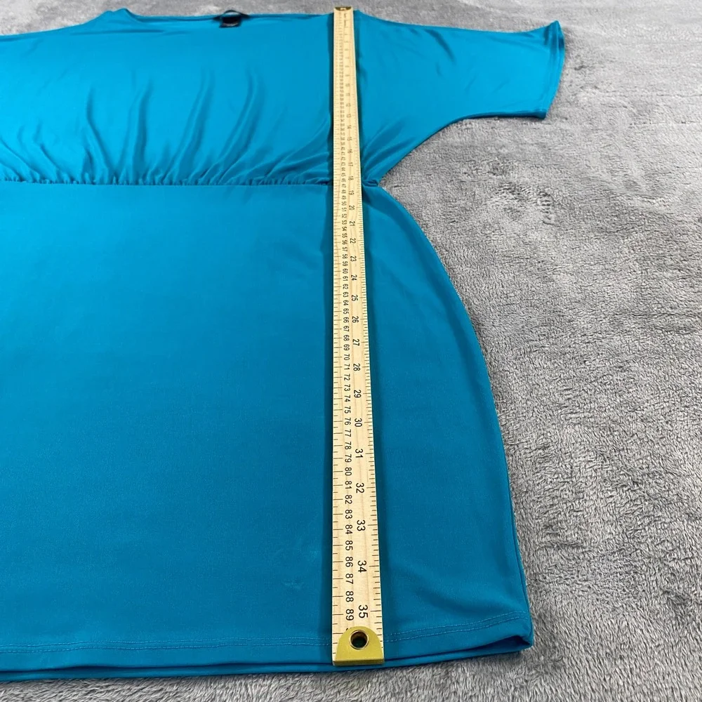 Moda International Dress Womens M Teal Cold Shoulder Dolman Mini Elastic Waist - Picture 7 of 10